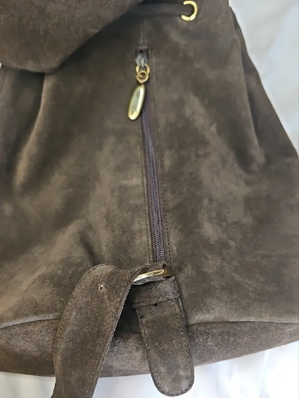 TALBOTS Classic Suede Drawstring Backpack - Brown